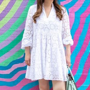 Sail to Sable White Eyelet Tunic Dress